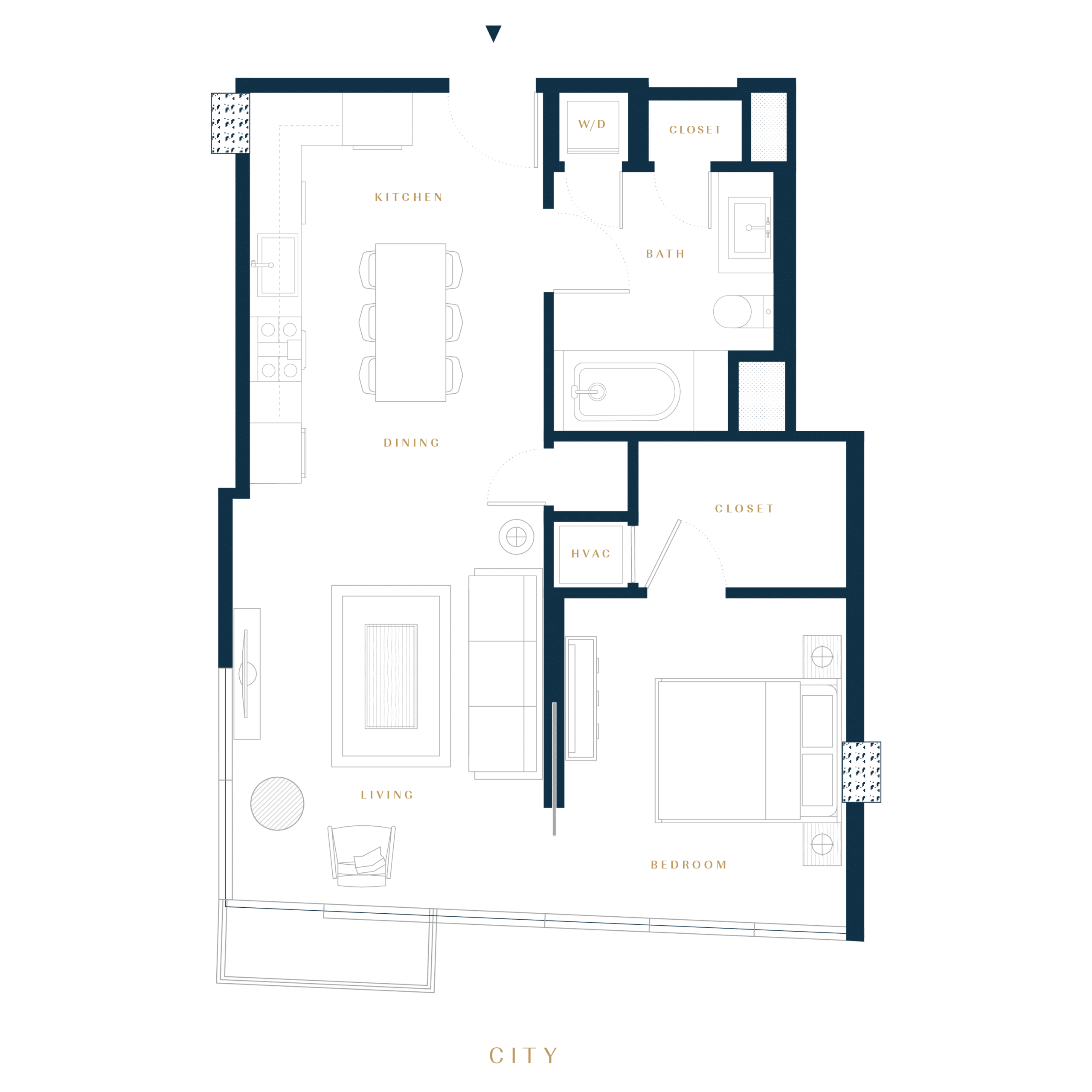 Residence 1Dluxury condo floor plan in San Francisco Dogpatch