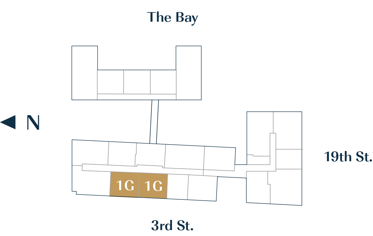 Residence 1G luxury condo floor plan in San Francisco Dogpatch