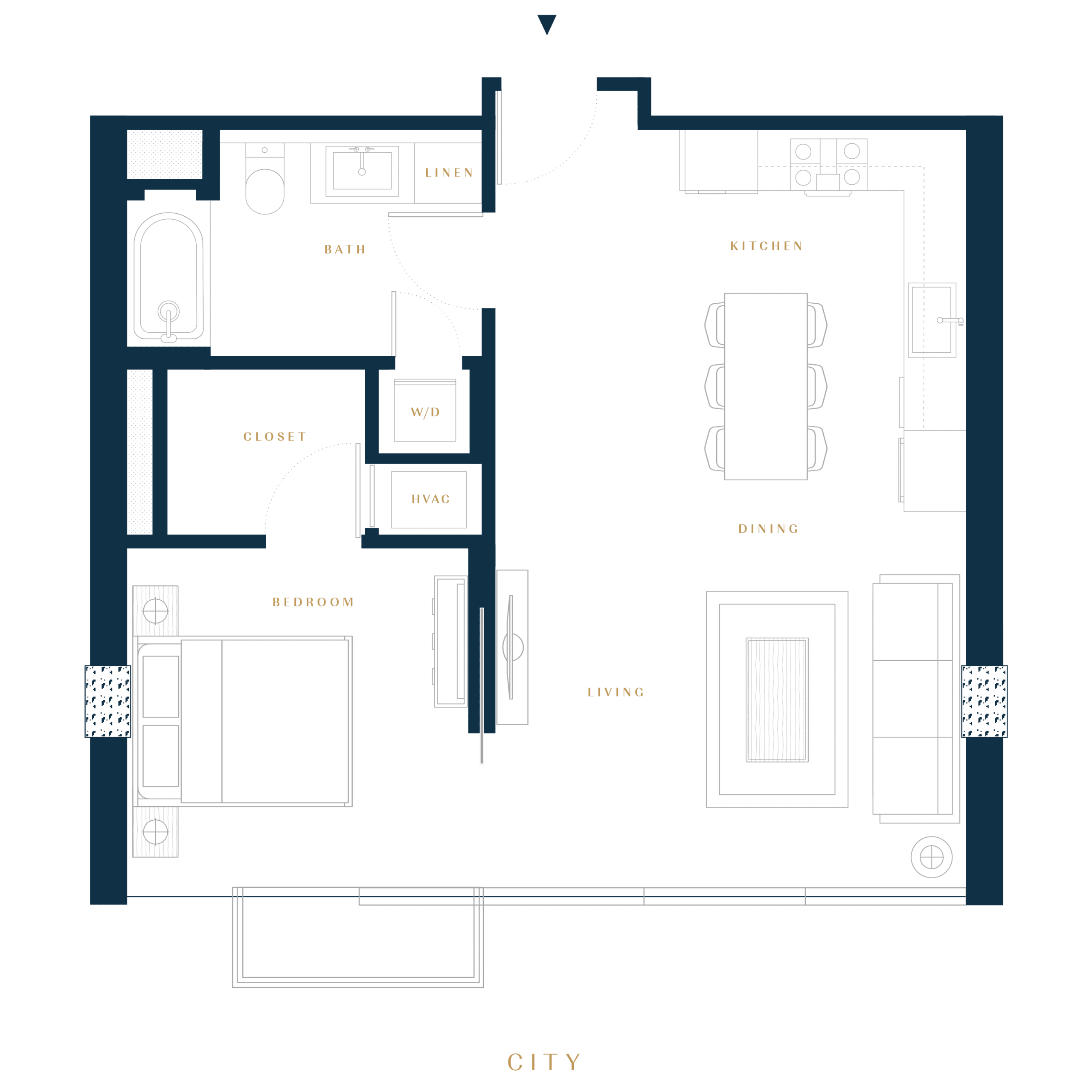 Residence 1G luxury condo floor plan in San Francisco Dogpatch