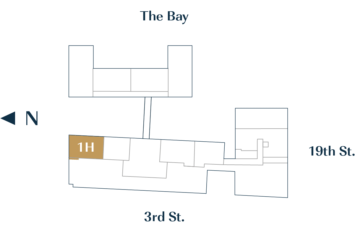 Residence 1H luxury condo floor plan in San Francisco Dogpatch