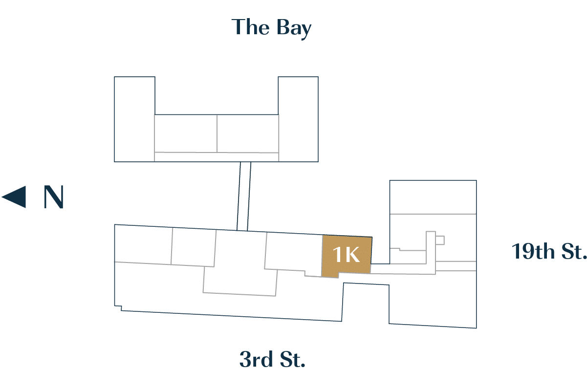 Residence 1K luxury condo floor plan in San Francisco Dogpatch