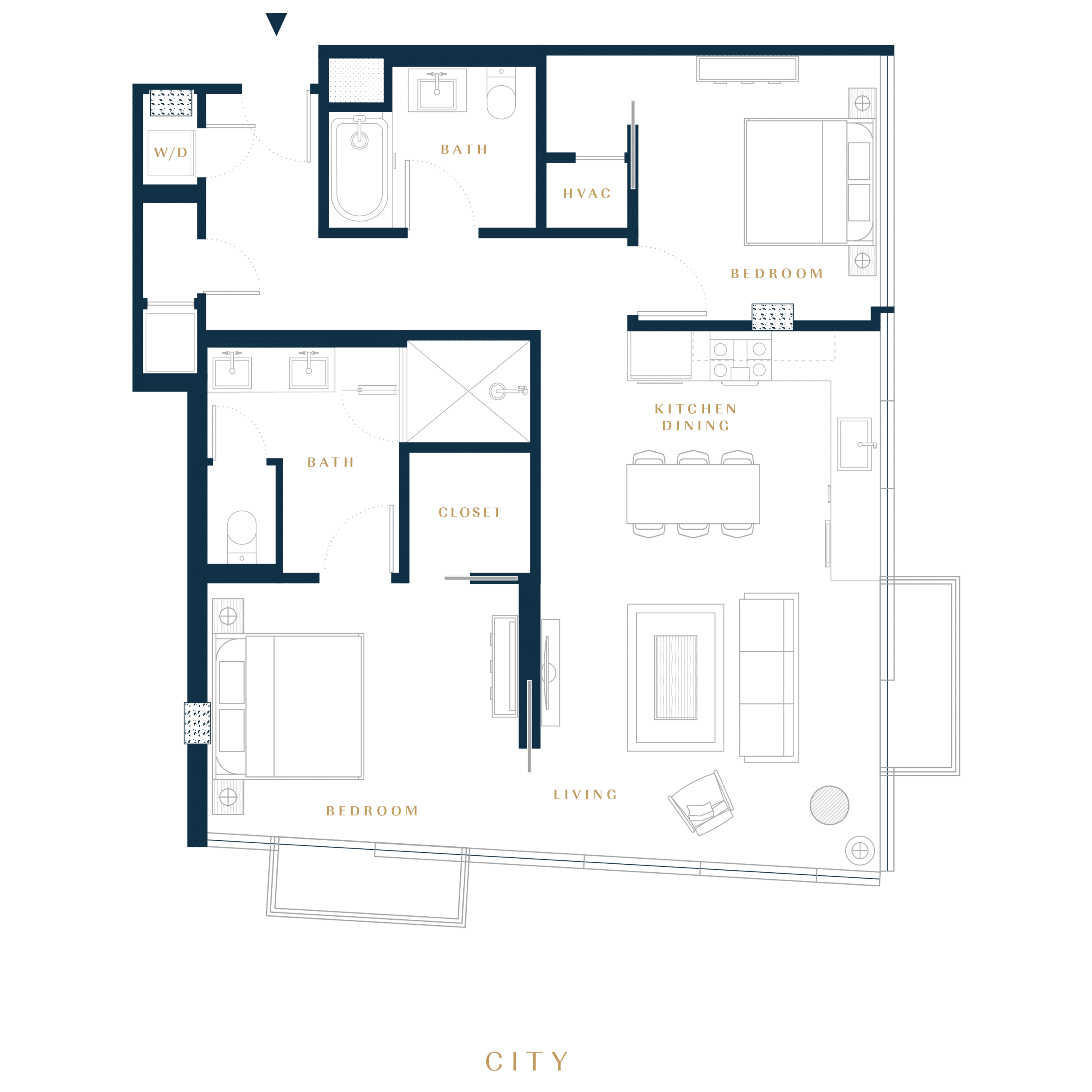 Residence 2C luxury condo floor plan in San Francisco Dogpatch