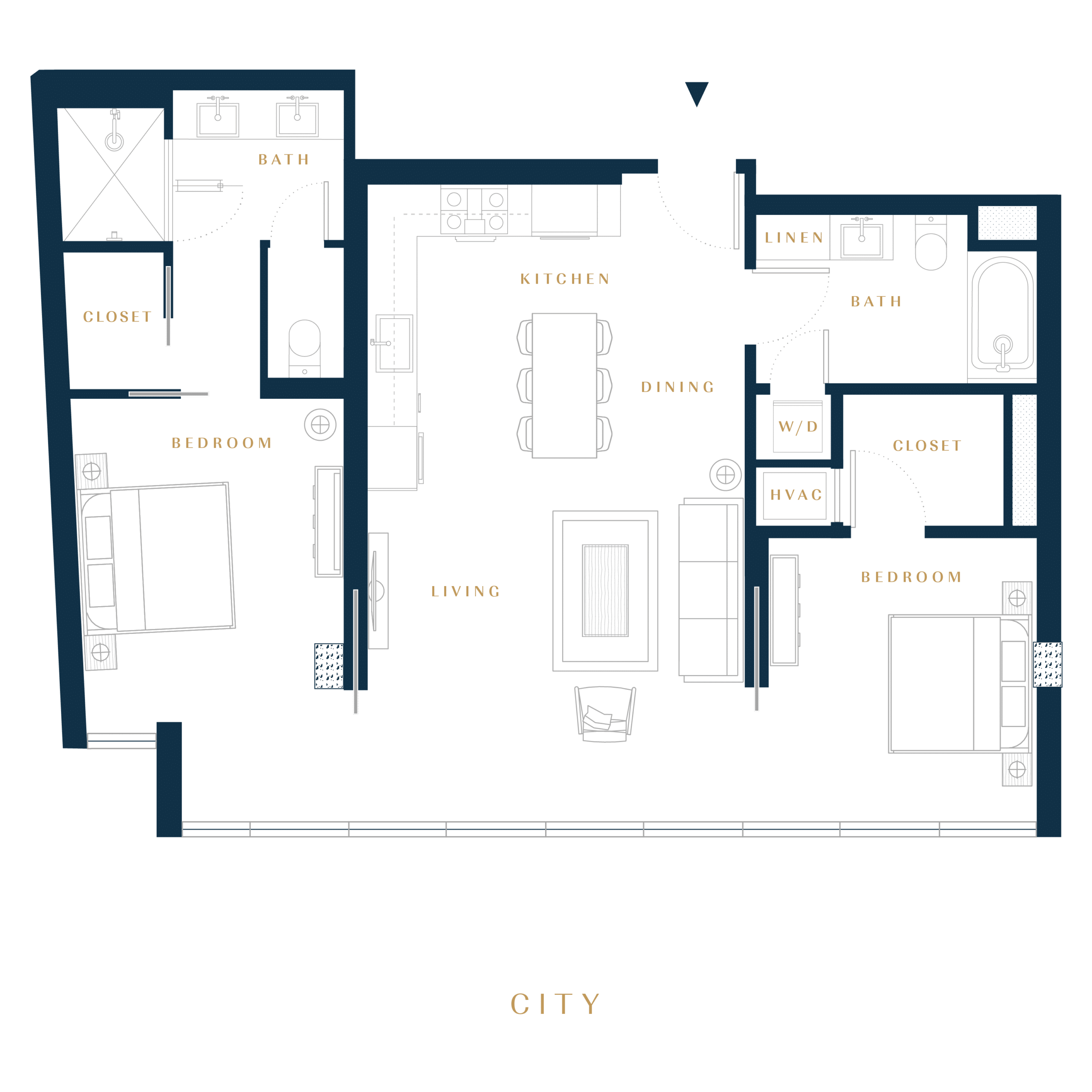 Residence 2E luxury condo floor plan in San Francisco Dogpatch